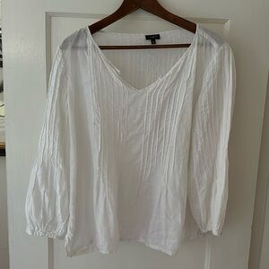 Talbots white linen, large petite peasant blouse